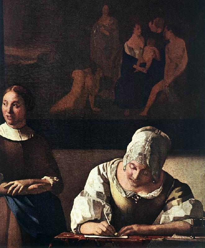 VERMEER VAN DELFT, Jan Lady Writing a Letter with Her Maid (detail) set oil painting image